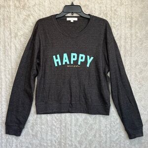 Spiritual Gangsta HAPPY Charcoal Grey Sweatshirt Sz L Boho